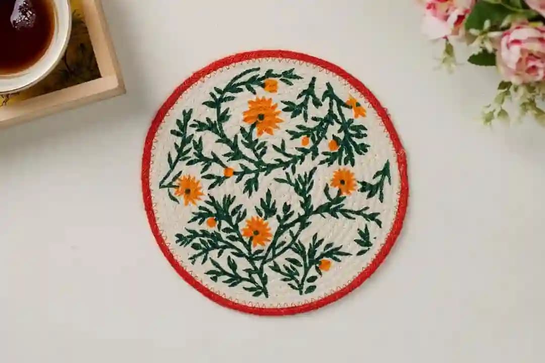 Floral Jute Braided Trivet