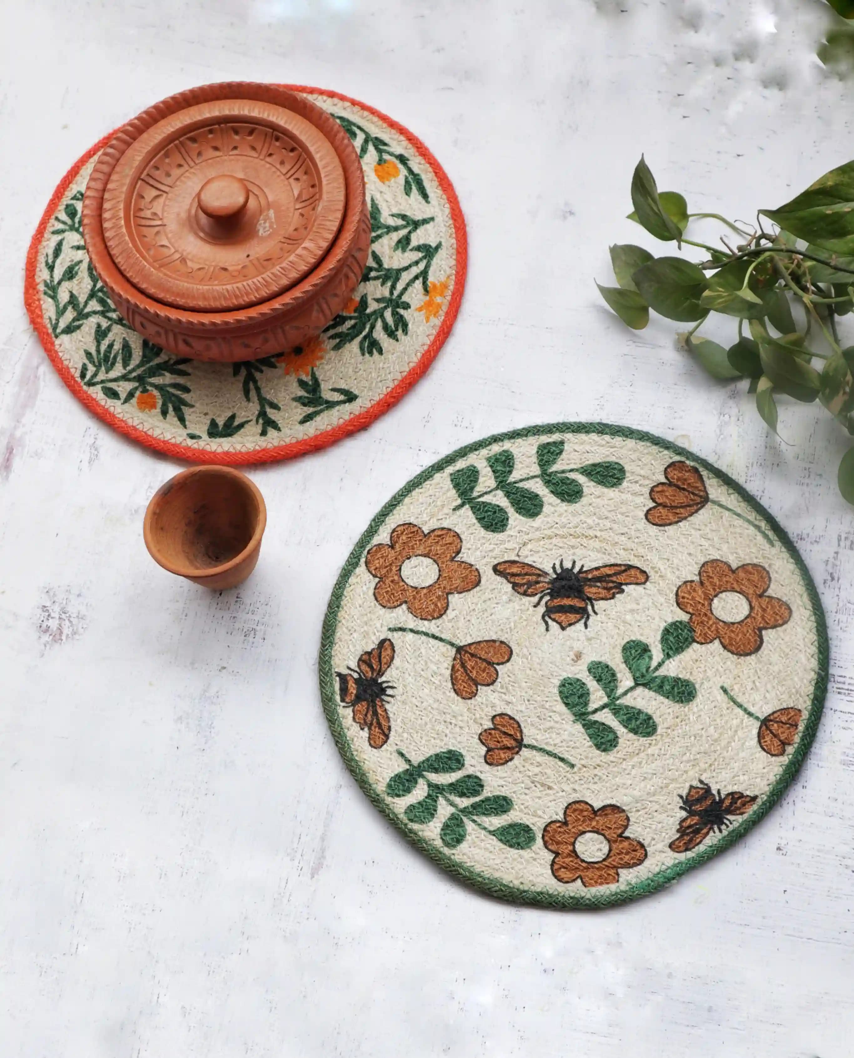 Floral Jute Braided Trivet