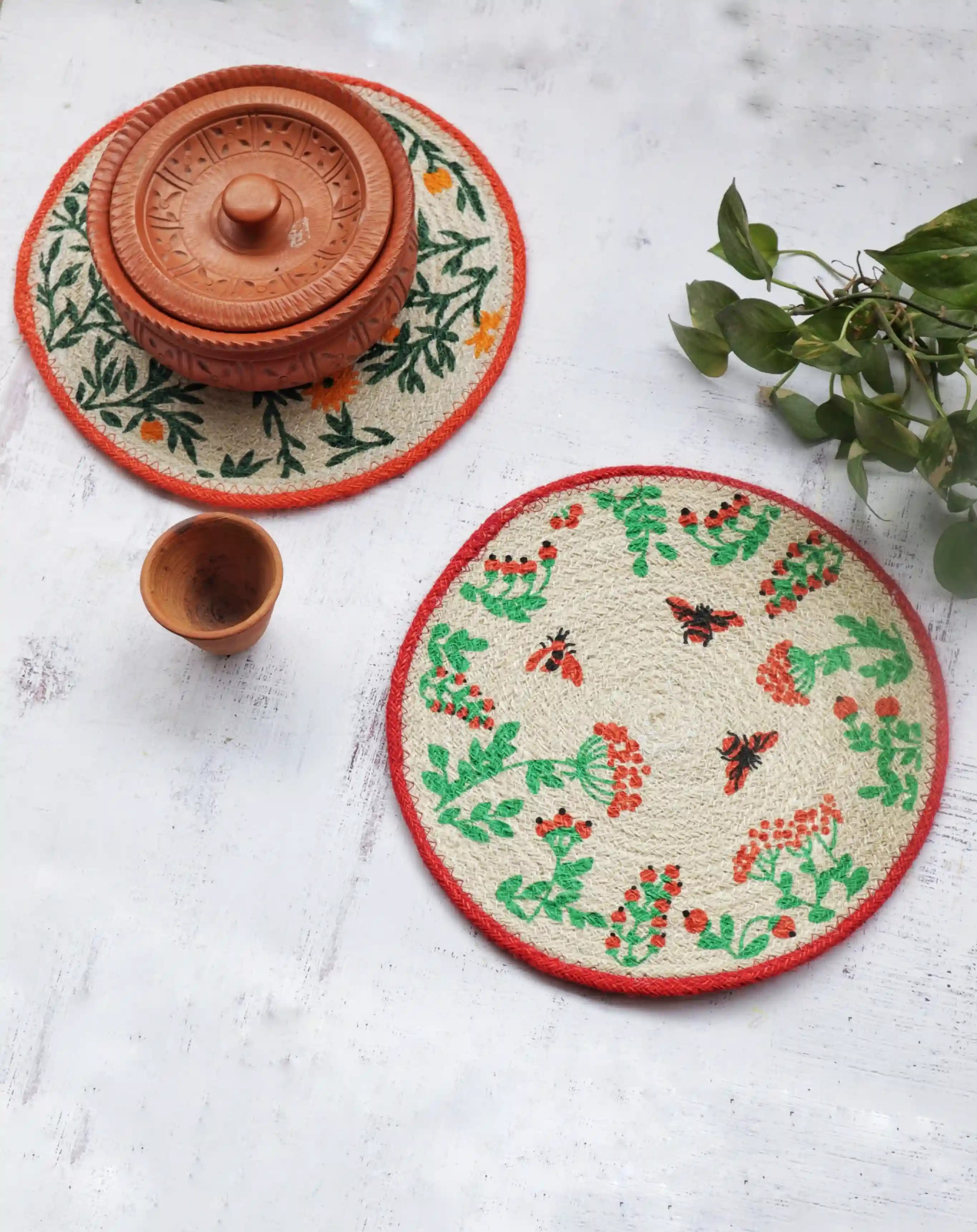 Floral Jute Braided Trivet