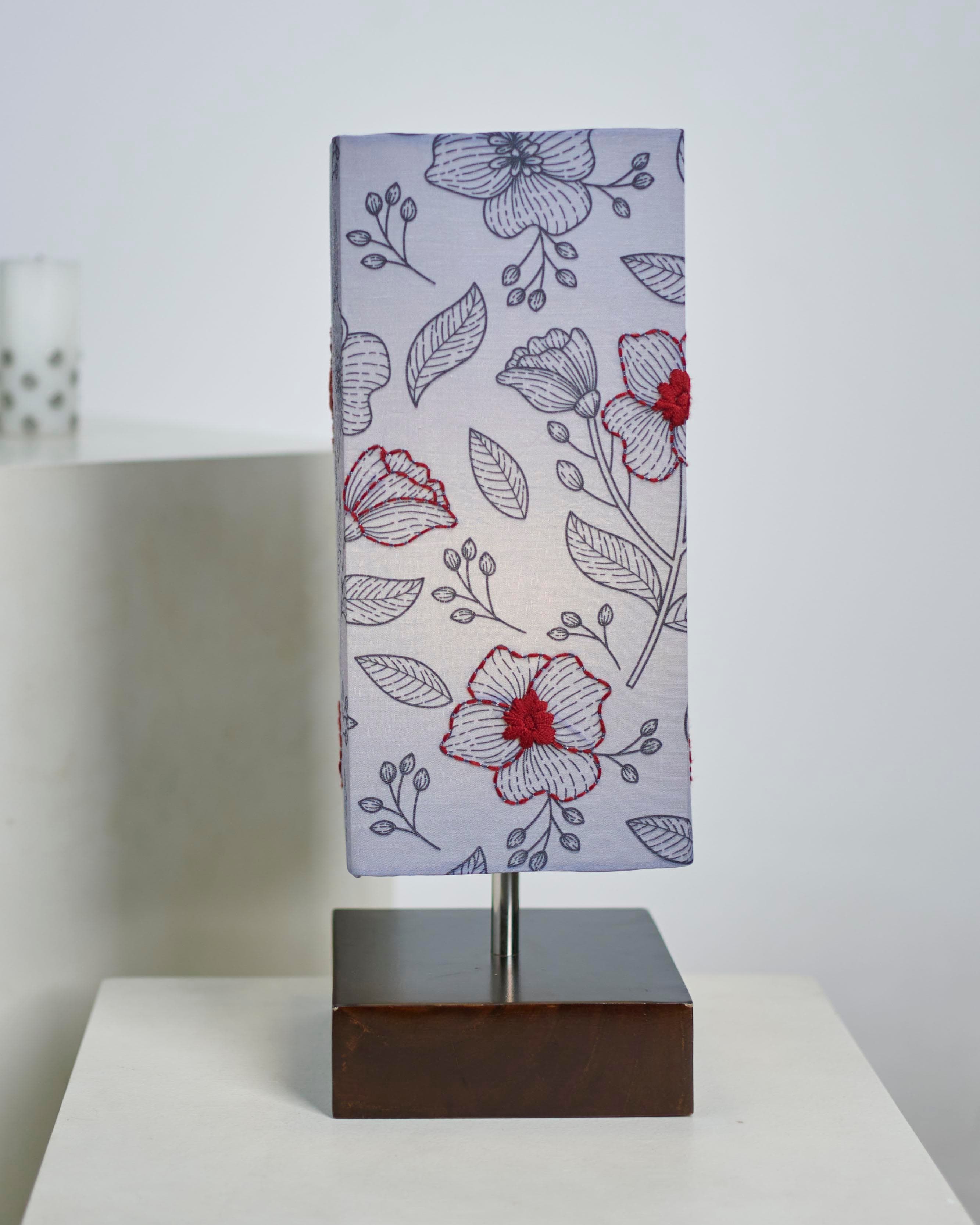 Wooden Floral Hand Stitched Lampshade