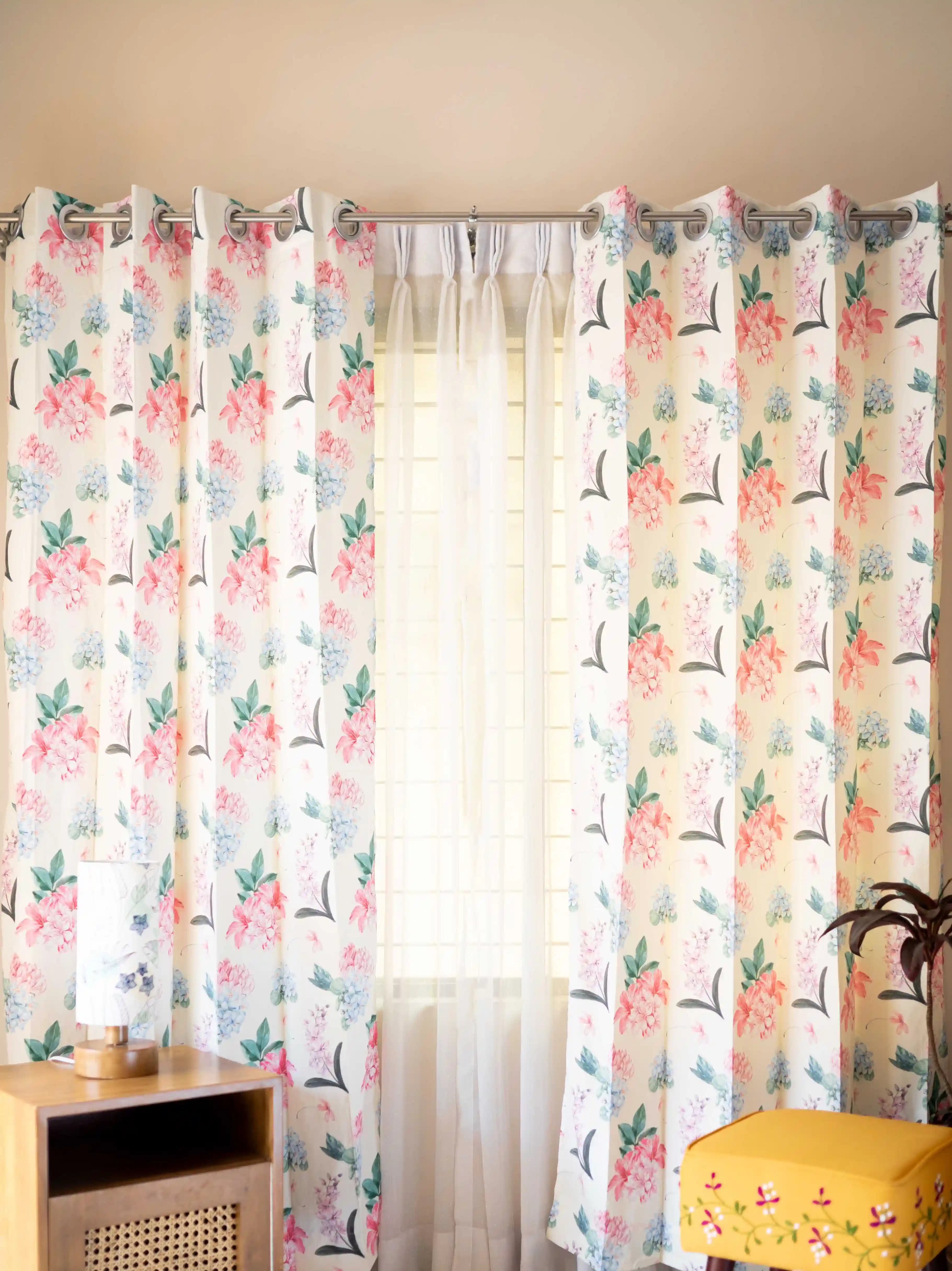Floral Themed Mix Cotton Curtains