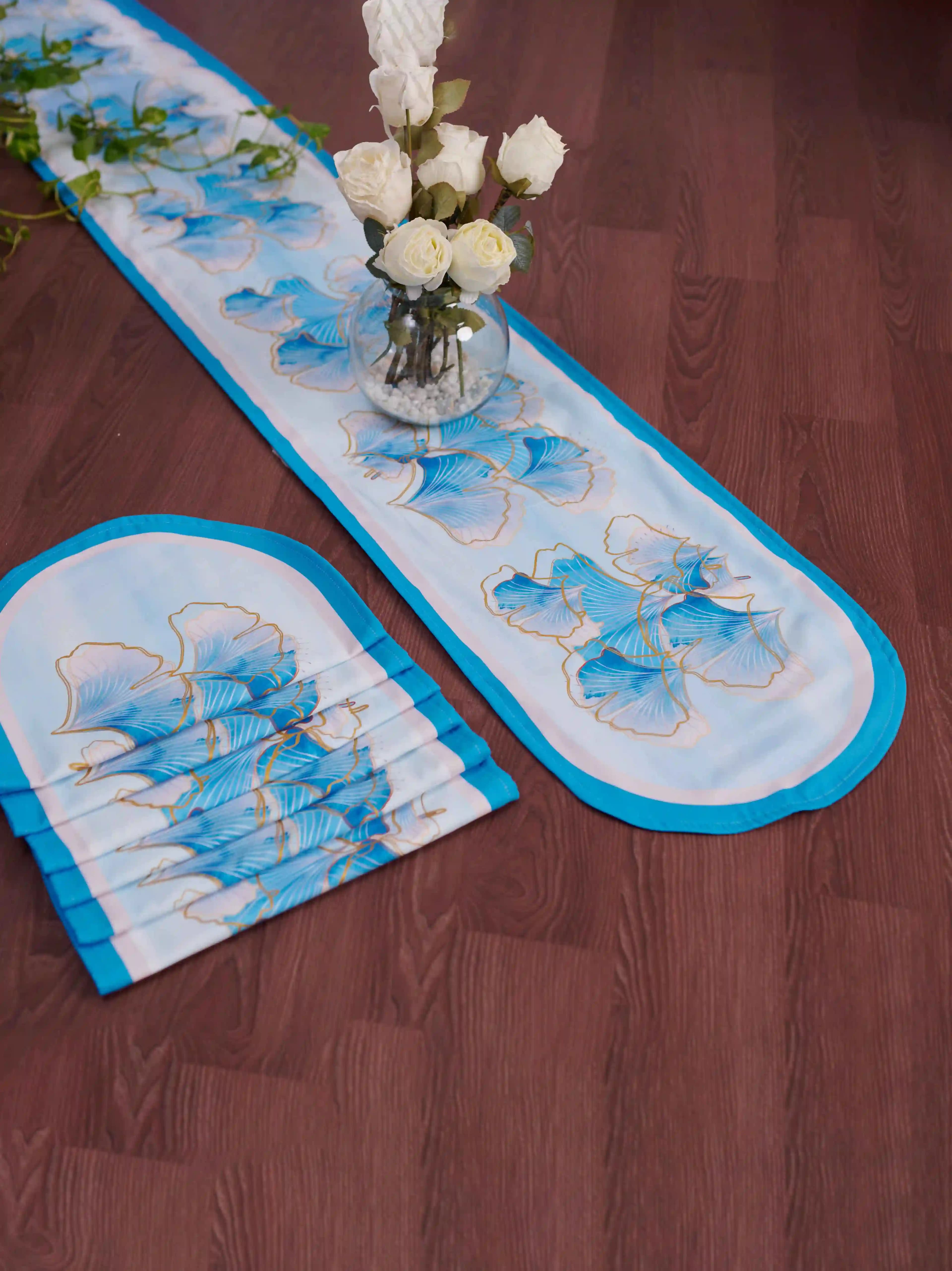 Aqua blue shade~Single Table Runner
