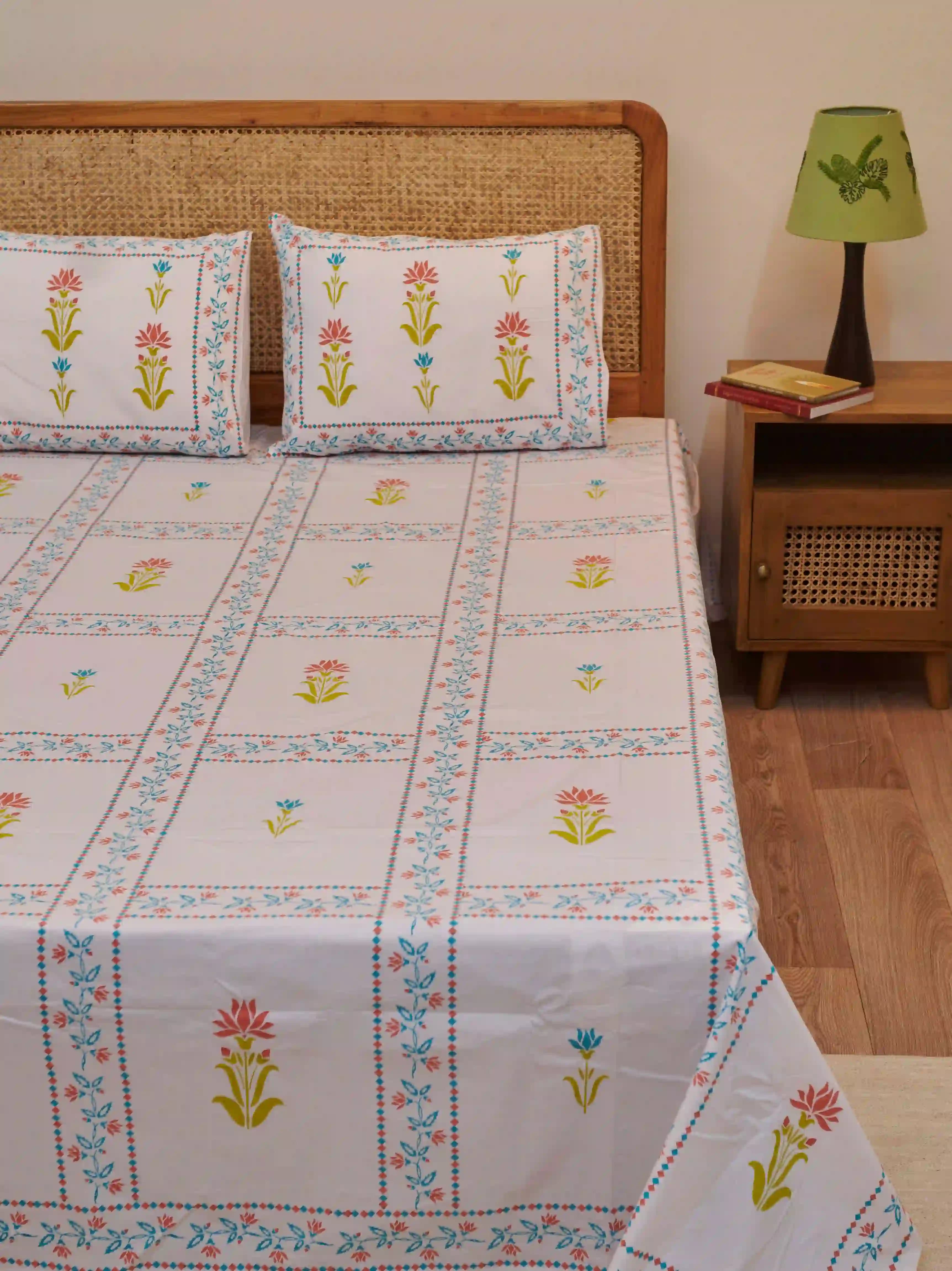 Floral Block Print Bedsheet
