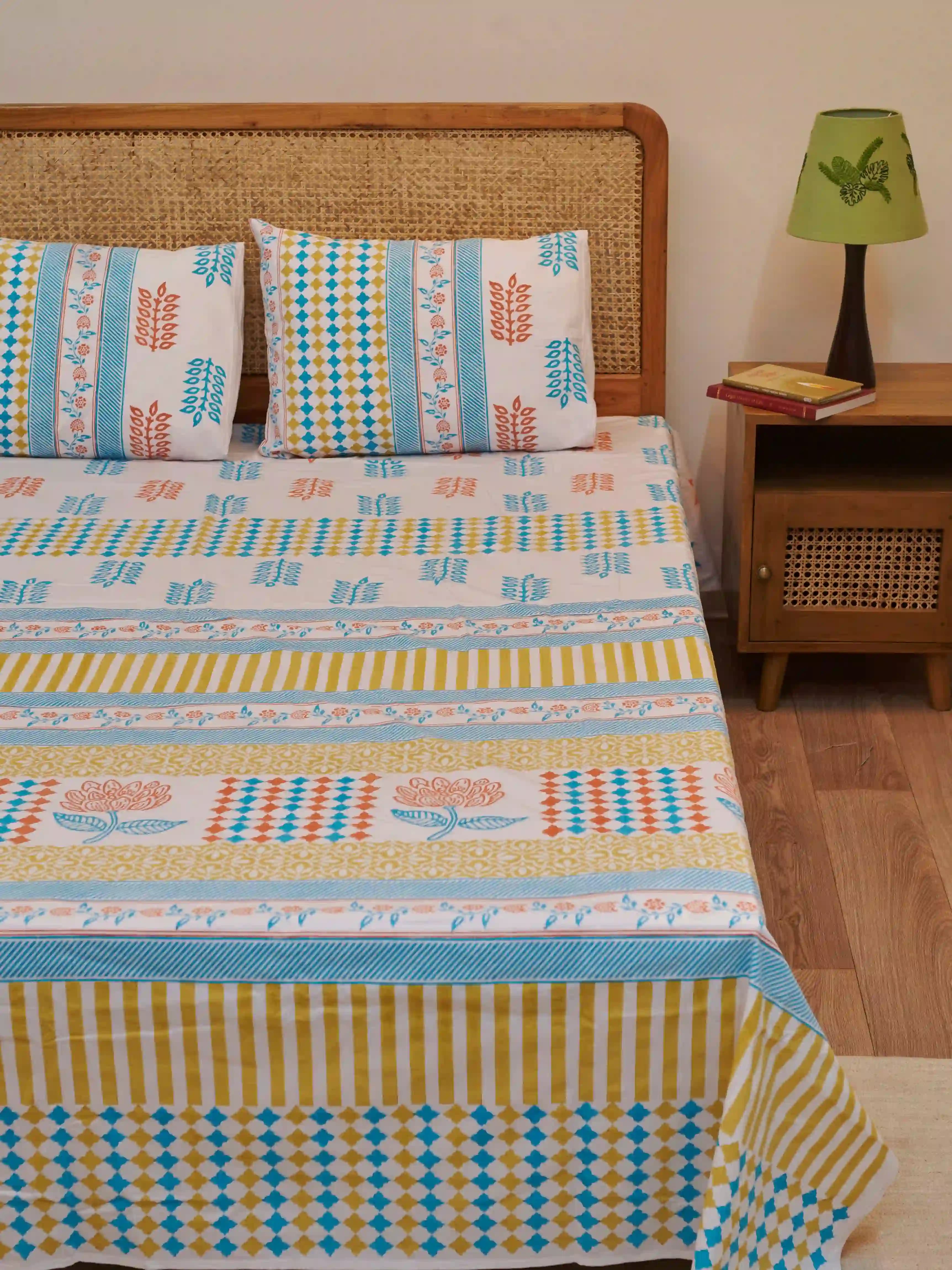 Floral Block Print Bedsheet