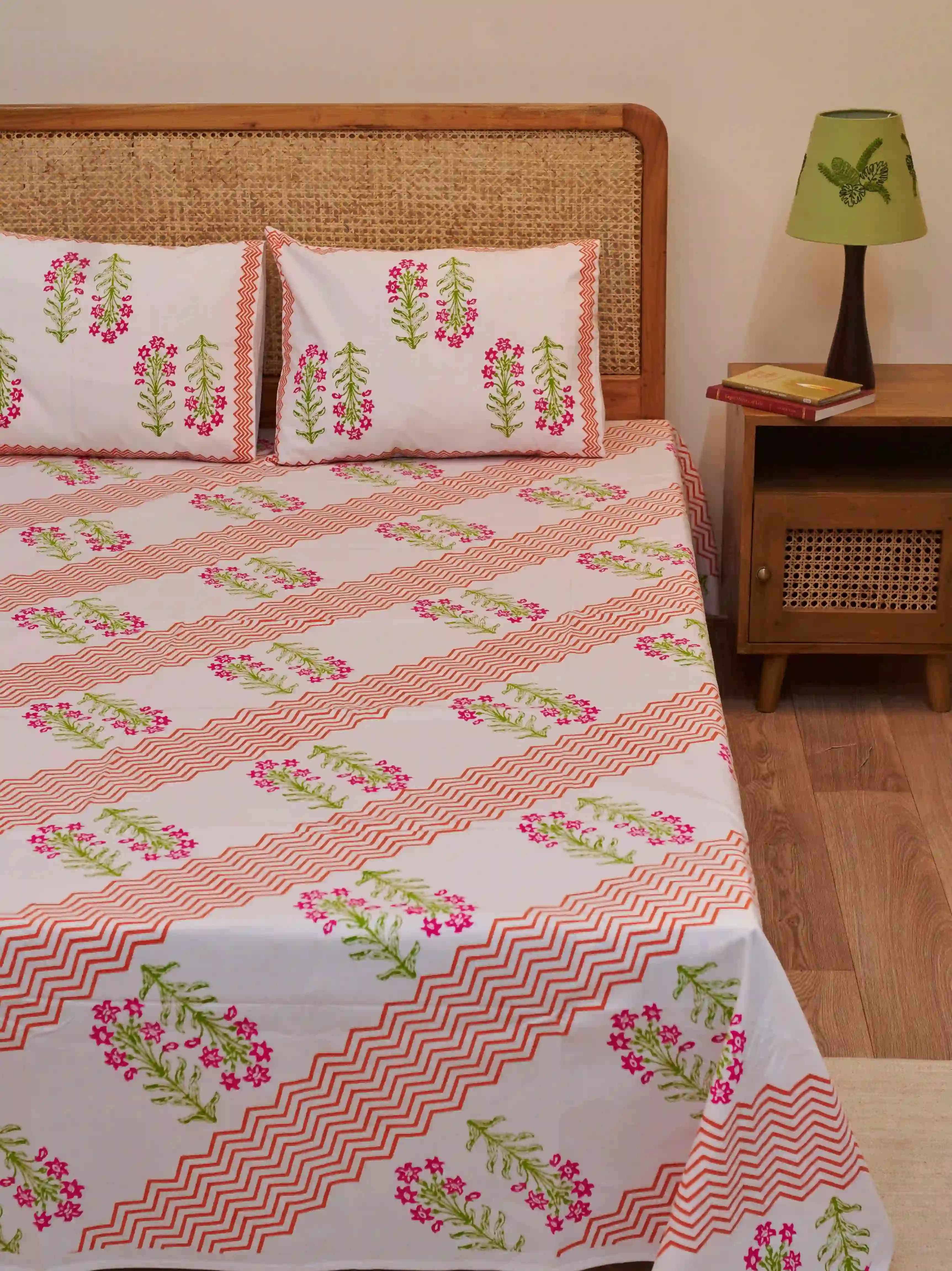 Floral Block Print Bedsheet